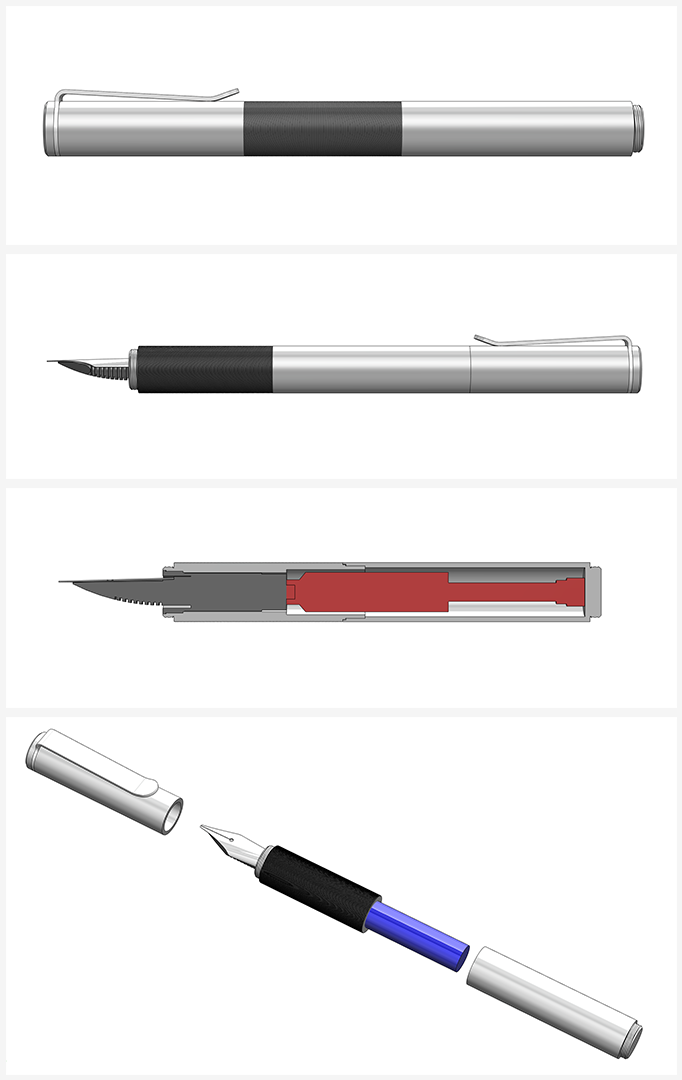 Modern Fuel Fountain Pen - Engineering Screenshots